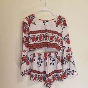 2 piece floral top and shorts set